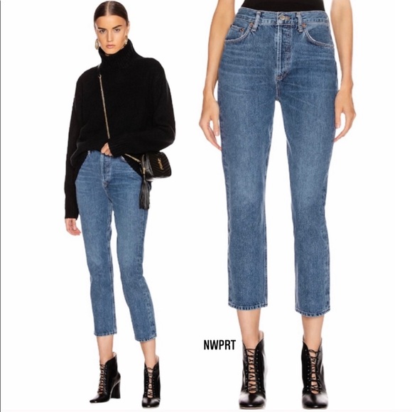Agolde Denim - AGOLDE Riley Air Blue High Rise Crop Jeans 25